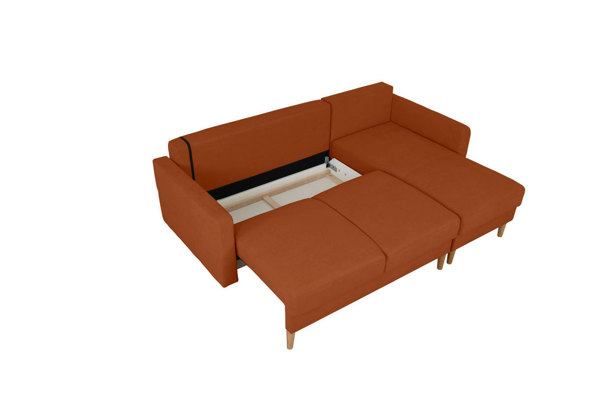 ECKSOFA in Terracotta  - Buchefarben/Terracotta, Design, Holz/Textil (223/157cm) - MID.YOU