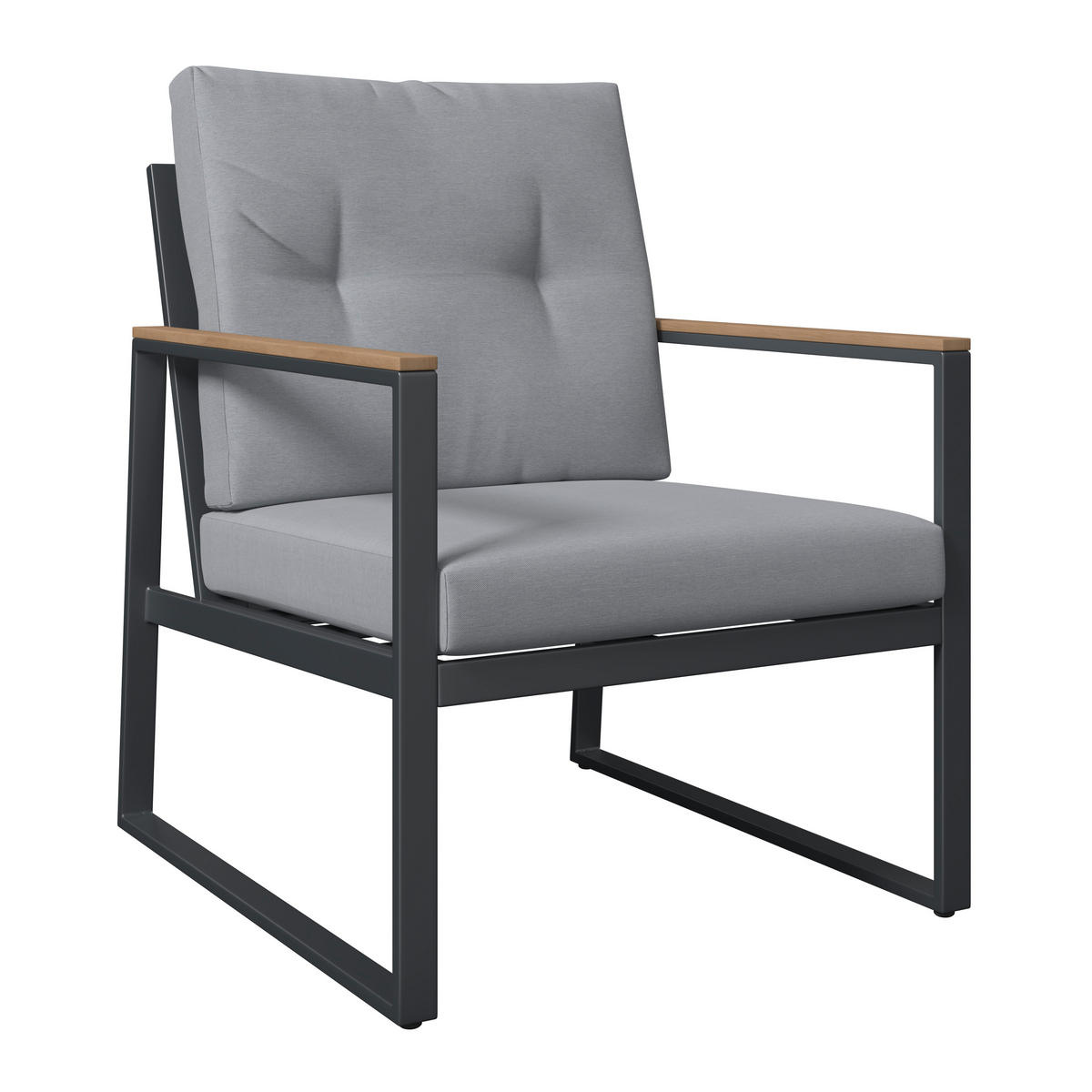 LOUNGEGARNITUR 4-teilig   120/81/80 cm Eisen  - Anthrazit/Naturfarben, Basics, Kunststoff/Textil (120/81/80cm) - Ambia Garden