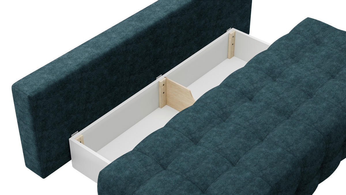 SCHLAFSOFA in Velours Blau  - Blau/Schwarz, KONVENTIONELL, Kunststoff/Textil (209/96/100cm) - Stylife