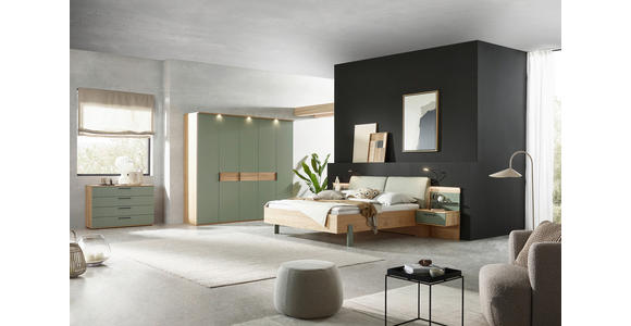 BETTANLAGE 180/200 cm  in Eichefarben, Olivgrün  - Eichefarben/Olivgrün, Design, Holz/Holzwerkstoff (180/200cm) - Dieter Knoll