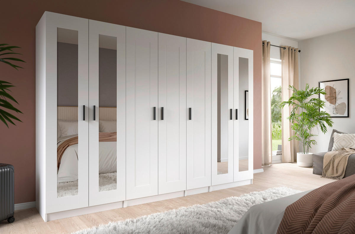 DREHTÜRENSCHRANK  in Weiß  - Schwarz/Weiß, ROMANTIK / LANDHAUS, Holzwerkstoff/Kunststoff (280/194/56cm) - Livetastic