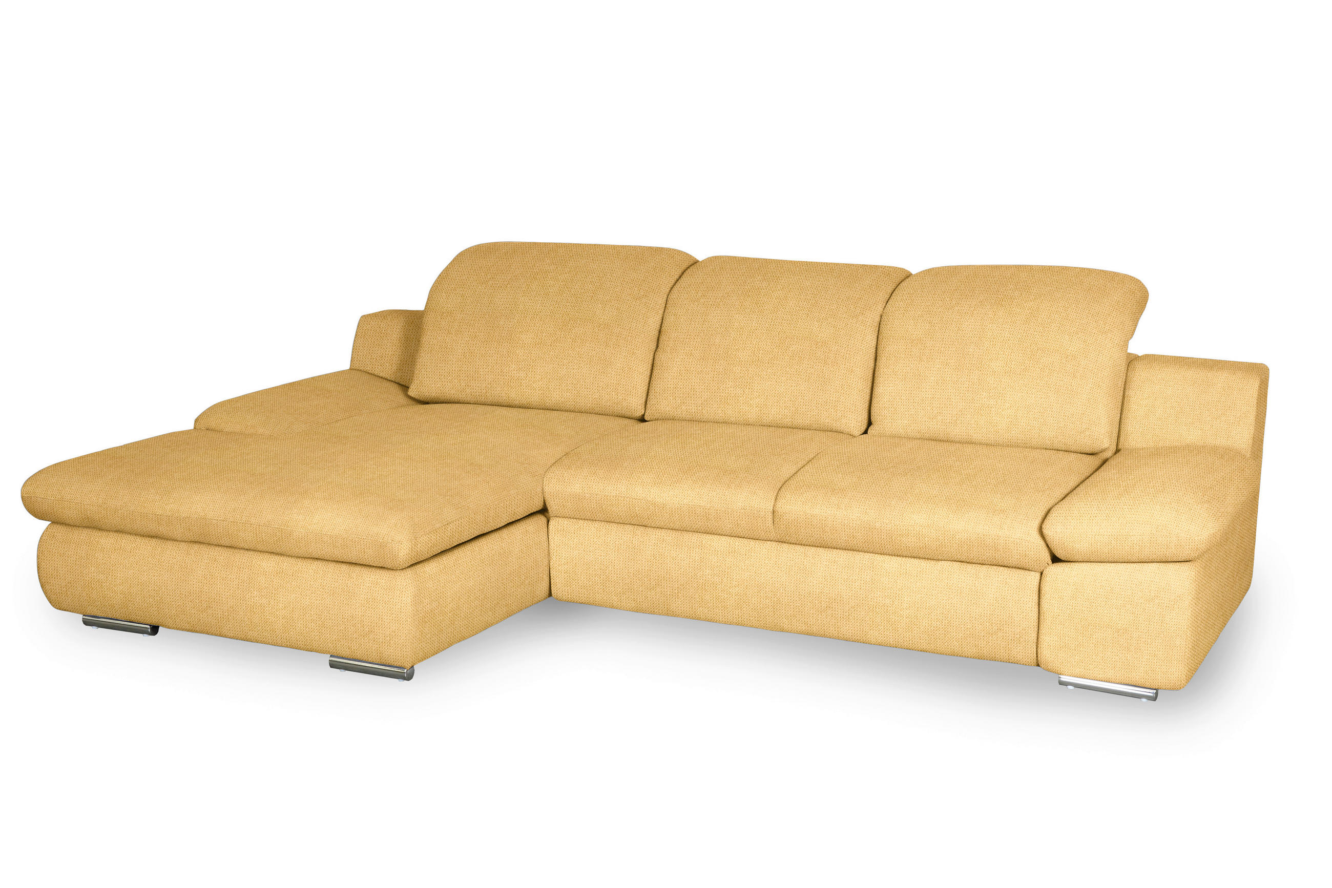 ECKSOFA in Chenille Gelb  - Chromfarben/Gelb, Design, Textil/Metall (165/286cm) - Livetastic