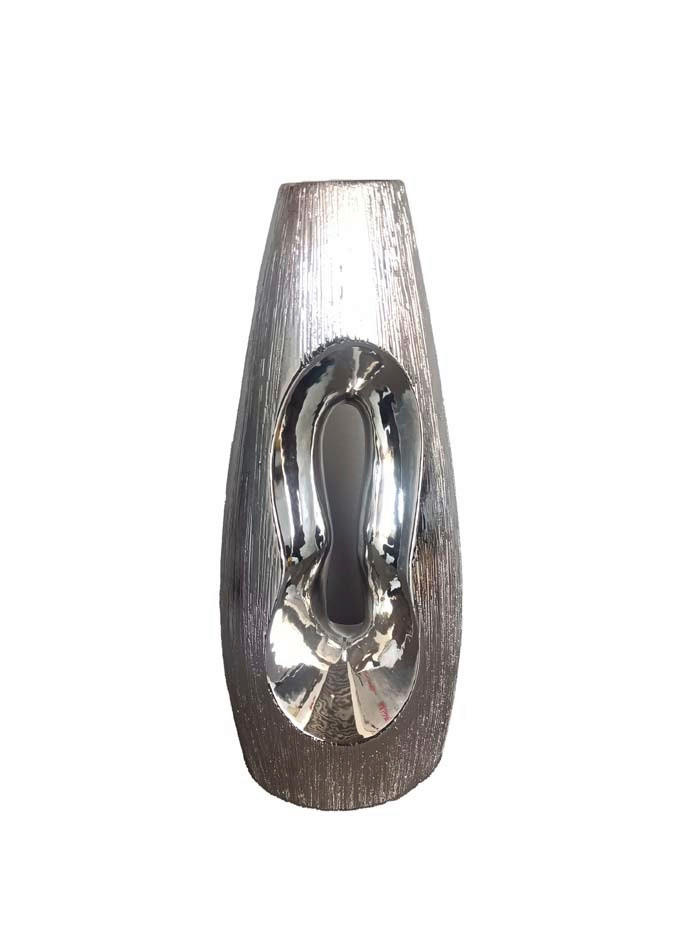 VAZĂ  - argintiu/auriu, Basics, ceramică (17.2/13.4/40.5cm)
