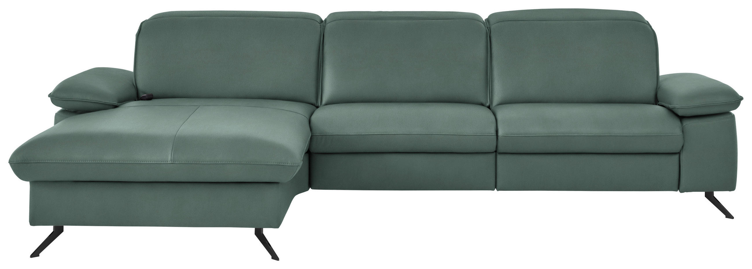 ECKSOFA 169/307 cm Beldomo premium in Echtleder Opal Kopfteilverstellung  169/307 cm  - Opal/Schwarz, Design, Leder/Metall (169/307cm) - Beldomo Premium