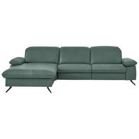 ECKSOFA  Echtleder Opal  - Opal/Schwarz, Design, Leder/Metall (169/307cm) - Beldomo Premium