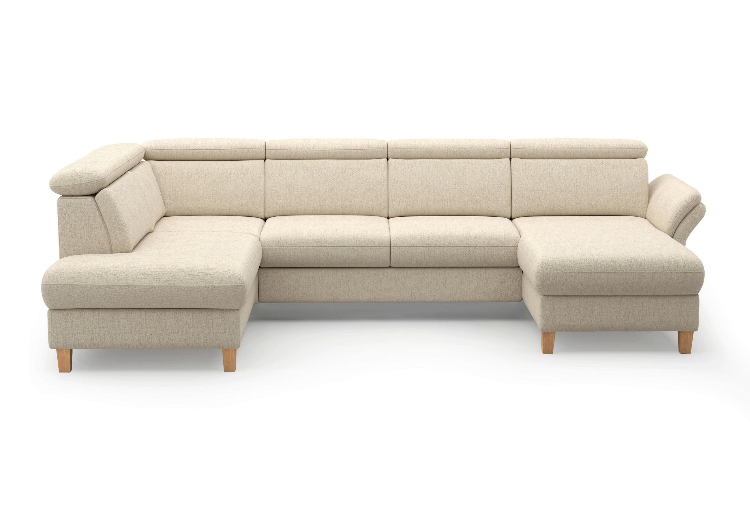 WOHNLANDSCHAFT GLENDALE E Sandfarben Chenille  - Sandfarben/Eichefarben, KONVENTIONELL, Holz/Textil (193/321/166cm) - Sit & More