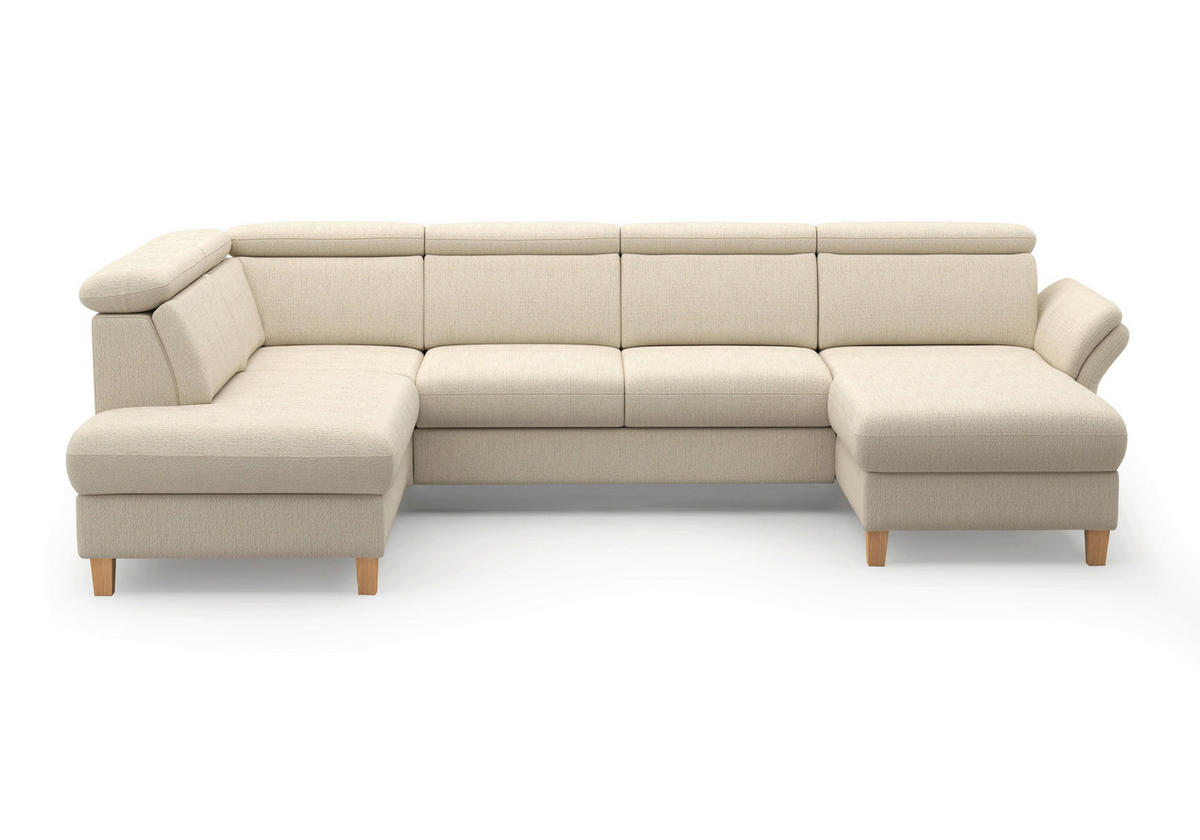 WOHNLANDSCHAFT GLENDALE E Sandfarben Chenille  - Sandfarben/Eichefarben, KONVENTIONELL, Holz/Textil (193/321/166cm) - Sit & More