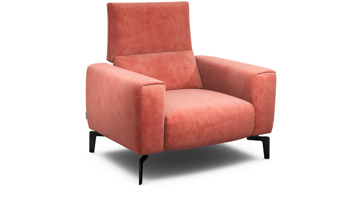 SESSEL Samt Rosa    - Schwarz/Rosa, Design, Textil/Metall (110/85/86-94cm) - SENSOO