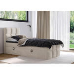BOXBETT 90/200 cm,  in Beige, gepolstertes Kopfteil, Bettkasten, Topper, H3 = fest  - Beige/Schwarz, Design, Holzwerkstoff/Kunststoff (90/200cm) - Xora