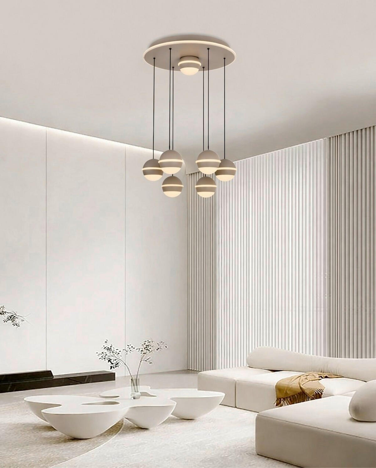 LED-HÄNGELEUCHTE Biarritz 46/150/46 cm  - Sandfarben, Design, Kunststoff/Metall (46/150/46cm)