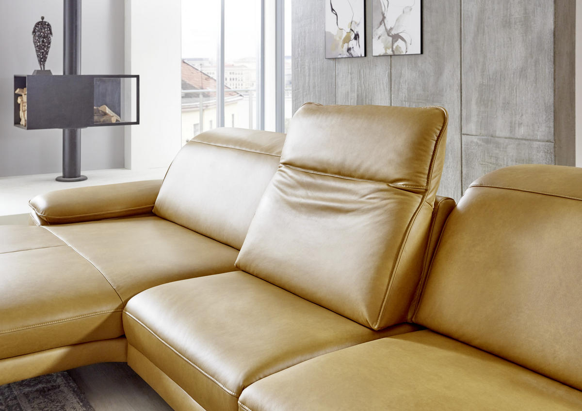 ECKSOFA in Echtleder Hellbraun  328/193 cm  - Hellbraun/Schwarz, Design, Leder/Metall (328/193cm) - Dieter Knoll