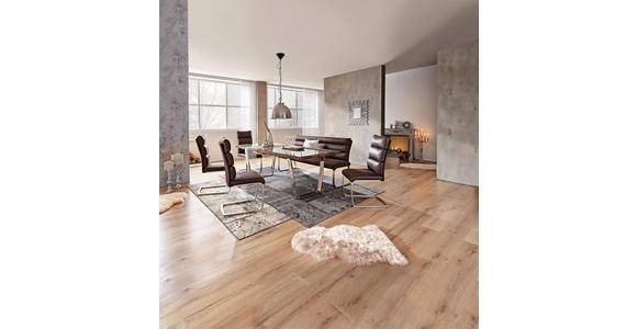 SITZBANK 180/94,5/70 cm in Edelstahlfarben, Dunkelbraun - Edelstahlfarben/Dunkelbraun, Design, Textil/Metall (180/94,5/70cm) - Cantus