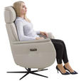 RELAXSESSEL Argo Echtleder Relaxfunktion, Kopfteilverstellung, Rücken echt    - Hellgrau, Design, Leder (71/110/80cm) - Novel