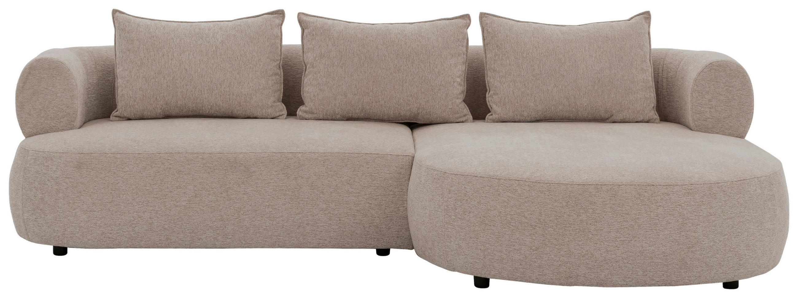 ECKSOFA in Chenille Hellbraun 256/156 cm - Hellbraun/Schwarz, Design, Kunststoff/Textil (256/156cm) - Livetastic
