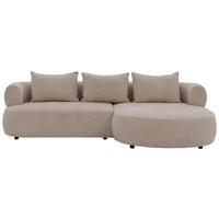 ECKSOFA in Chenille Hellbraun  256/156 cm  - Hellbraun/Schwarz, Design, Kunststoff/Textil (256/156cm) - Livetastic