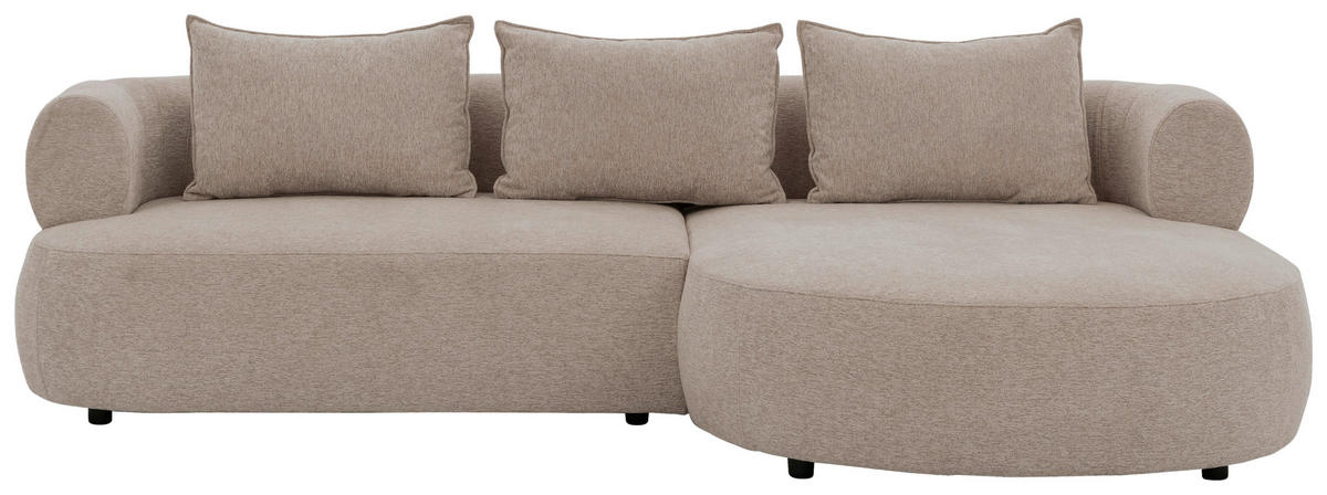 ECKSOFA in Chenille Hellbraun  256/156 cm  - Hellbraun/Schwarz, Design, Kunststoff/Textil (256/156cm) - Livetastic
