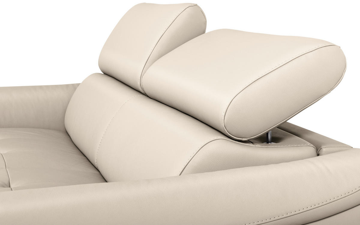 SCHLAFSOFA Beige Echtleder Lederlook  - Beige, Design, Leder/Textil (203/77-98/103cm) - MID.YOU