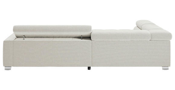 ECKSOFA in Cord Weiß  - Chromfarben/Weiß, KONVENTIONELL, Textil/Metall (219/311cm) - Hom`in