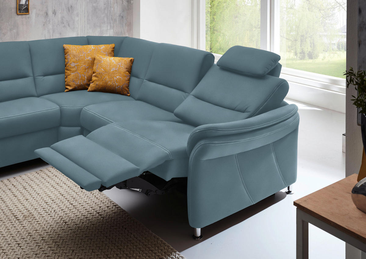 WOHNLANDSCHAFT in Mikrofaser Hellblau  - Alufarben/Hellblau, Konventionell, Textil/Metall (173/330/262cm) - Beldomo System