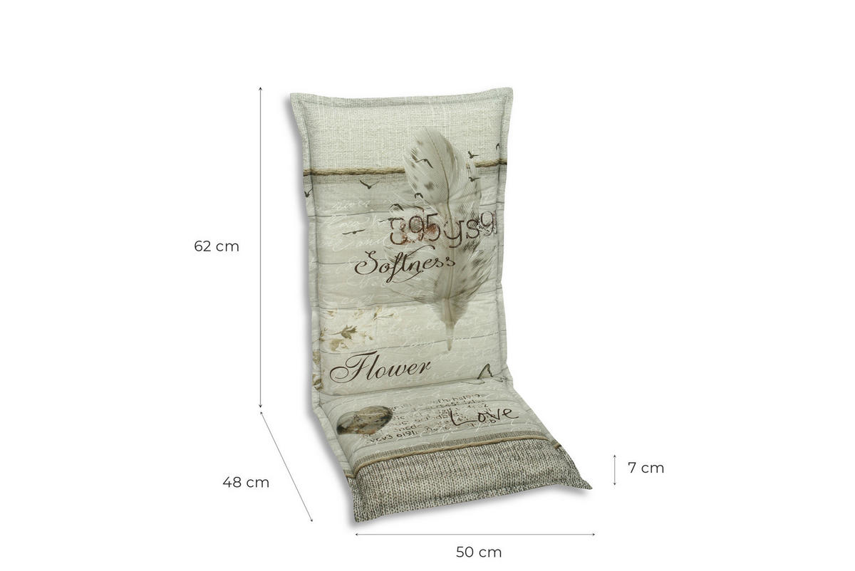 SESSELAUFLAGE in Grau, Beige Federn  - Beige/Grau, Design, Textil (50/108/7cm)