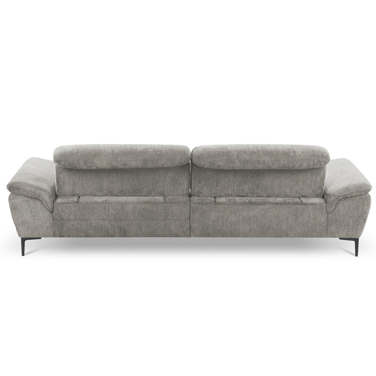 ECKSOFA PRADO Greige Webstoff Bettkasten, Kopfteilverstellung, Sitztiefenverstellung  - Greige/Schwarz, Design, Textil/Metall (268/195cm) - Livetastic
