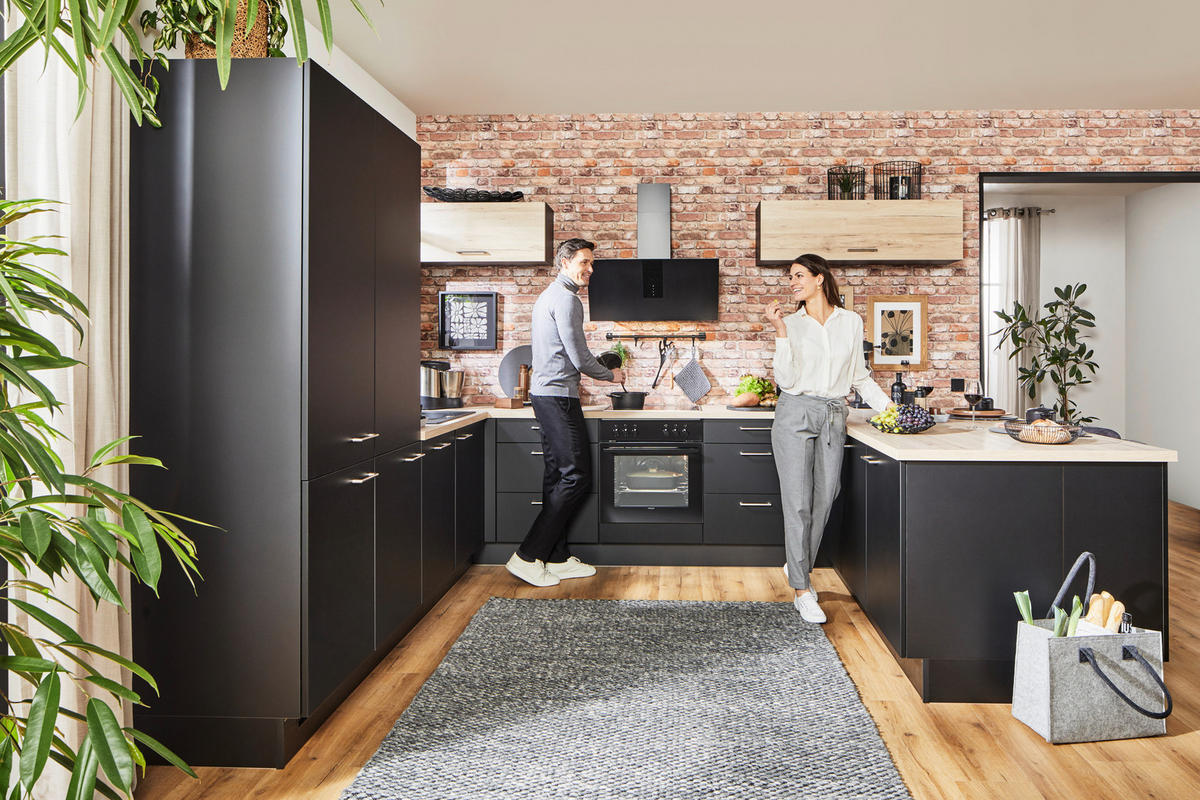 EINBAUKÜCHE   - Schwarz, Design, Holzwerkstoff - Celina