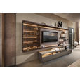WOHNWAND  in Grau, Eiche dunkel  349,2/182/46 cm  - Eiche dunkel/Grau, Design, Glas/Holz (349,2/182/46cm) - Belluti