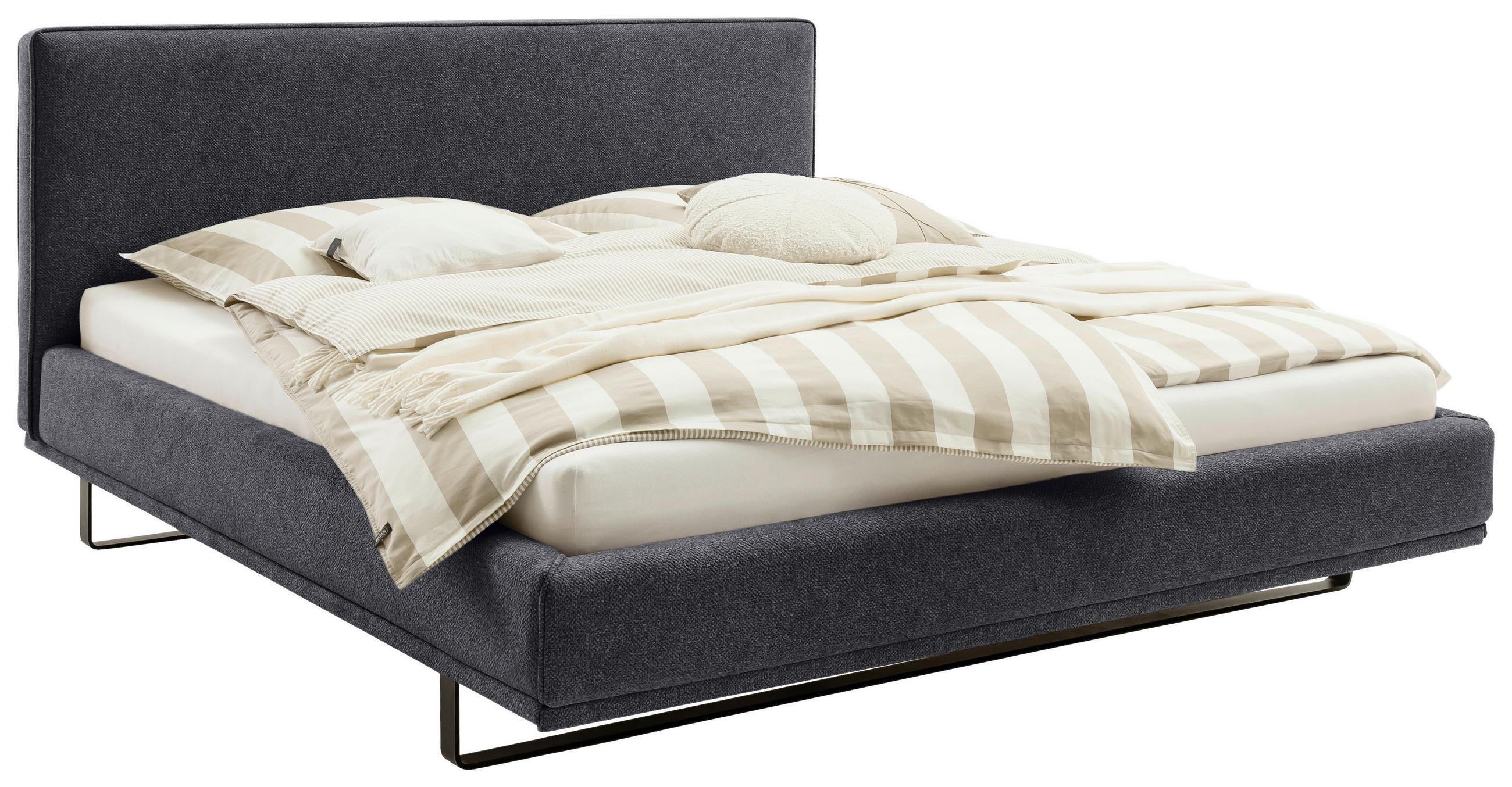 POLSTERBETT Matratze, Lattenrost Anthrazit 180/200 cm  - Birkefarben/Anthrazit, Design, Holz/Textil (180/200cm) - Schöner Wohnen