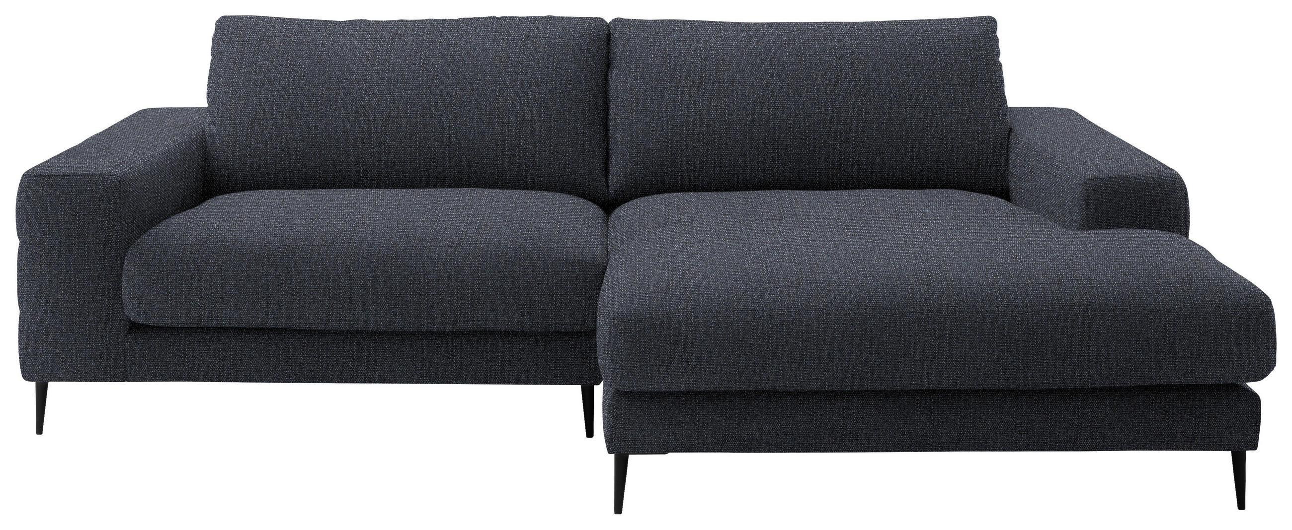 ECKSOFA in Flachgewebe Dunkelgrau  - Dunkelgrau/Schwarz, Design, Textil/Metall (253/177cm) - Dieter Knoll