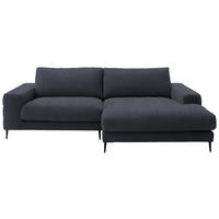 ECKSOFA in Flachgewebe Dunkelgrau  - Dunkelgrau/Schwarz, Design, Textil/Metall (253/177cm) - Dieter Knoll