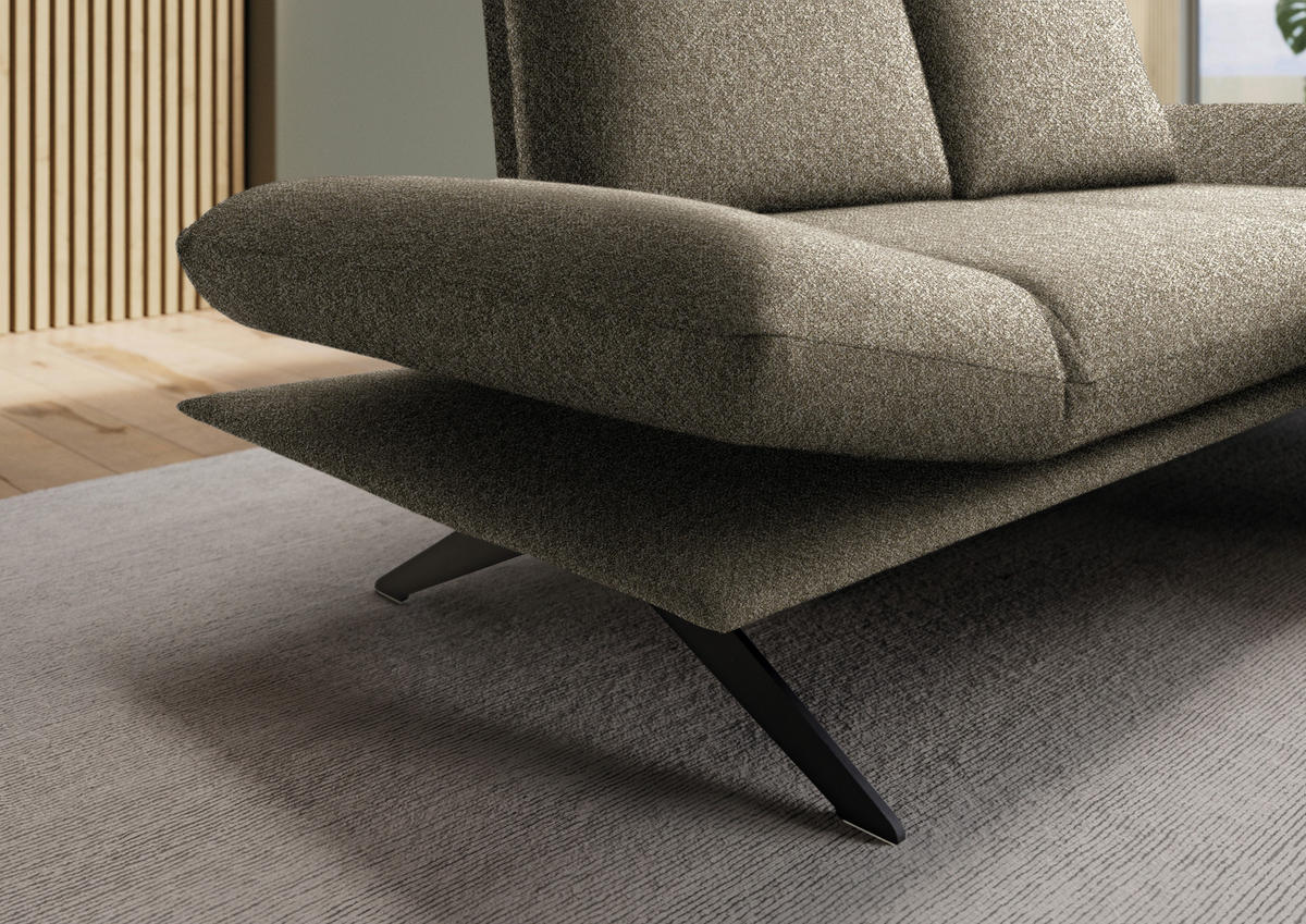 ECKSOFA Flachgewebe Hellbraun  - Hellbraun/Schwarz, Design, Textil/Metall (234/155cm) - Dieter Knoll