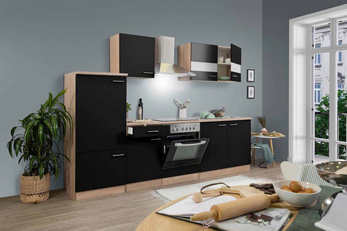 Küchenleerblock LBKB270ESS 270/200/60 cm   in Schwarz  - Edelstahlfarben/Eichefarben, Basics, Holzwerkstoff/Metall (270/200/60cm) - Respekta