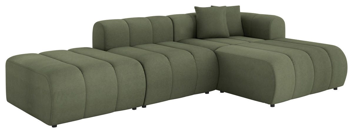 ECKSOFA Olivgrün Webstoff Zierkissen  - Schwarz/Olivgrün, LIFESTYLE, Kunststoff/Textil (289/178cm) - Milino