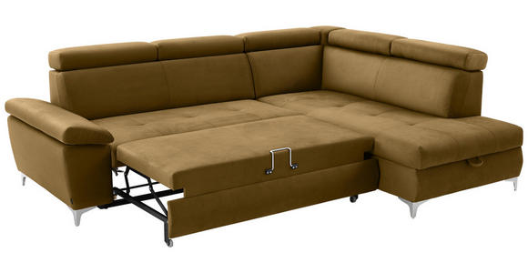ECKSOFA Gelb Samt  - Chromfarben/Gelb, KONVENTIONELL, Textil/Metall (271/206cm) - Carryhome