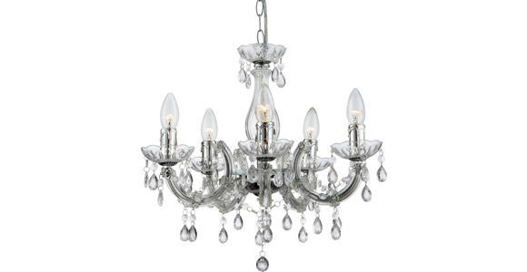HÄNGELEUCHTE LEXI - Chromfarben/Klar, KONVENTIONELL, Kunststoff/Metall (128cm) - Ombra