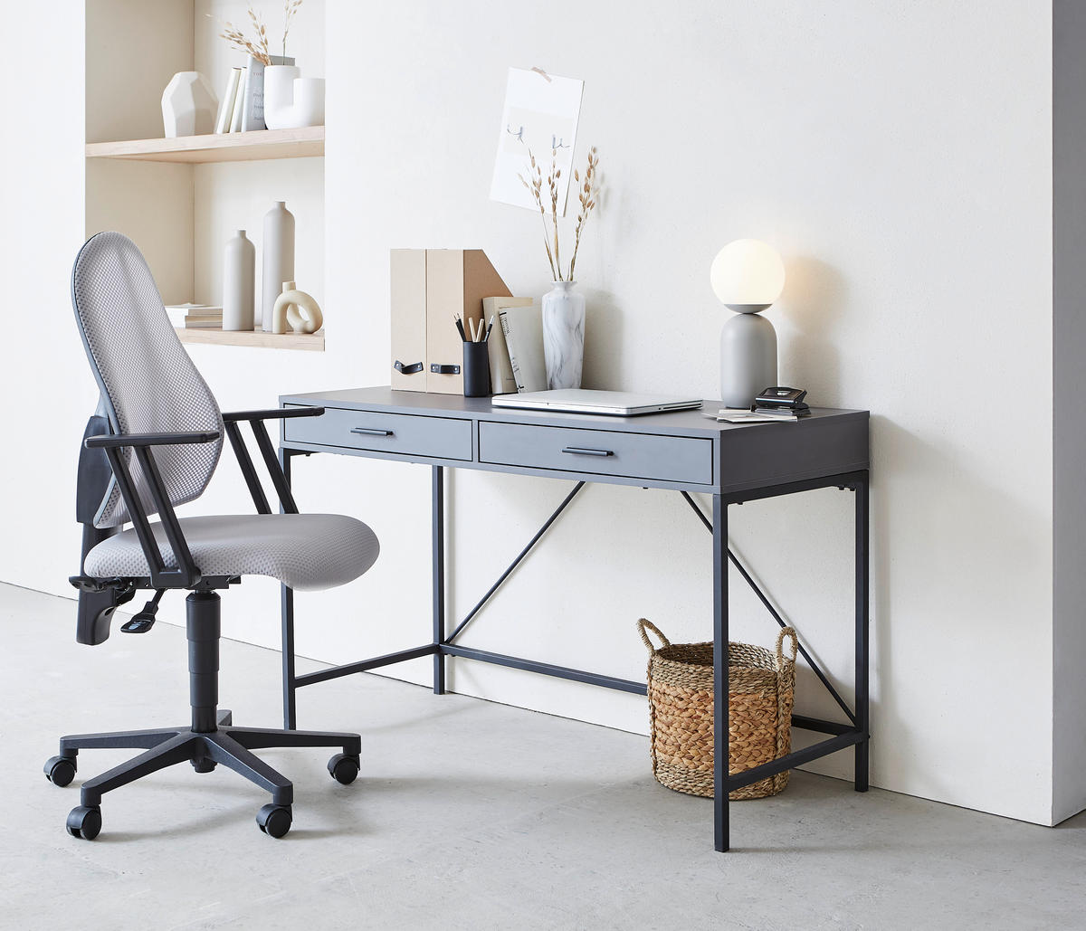 SCHREIBTISCH 120/50/76 cm  in Dunkelgrau  - Dunkelgrau, Design, Holz/Metall (120/50/76cm) - Hom`in