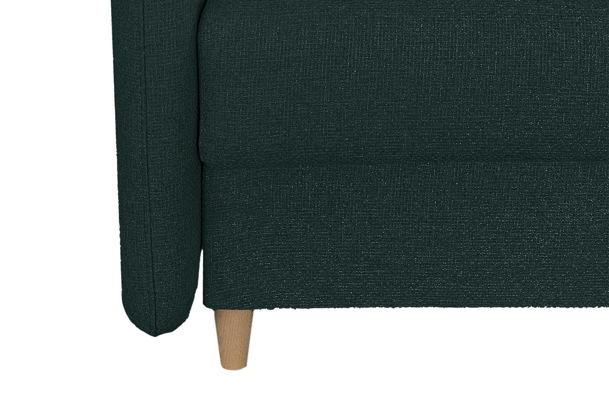 SCHLAFSOFA  mit Liegefunktion Flachgewebe Grün  - Schwarz/Naturfarben, Design, Holz/Kunststoff (206/88/93cm) - MID.YOU