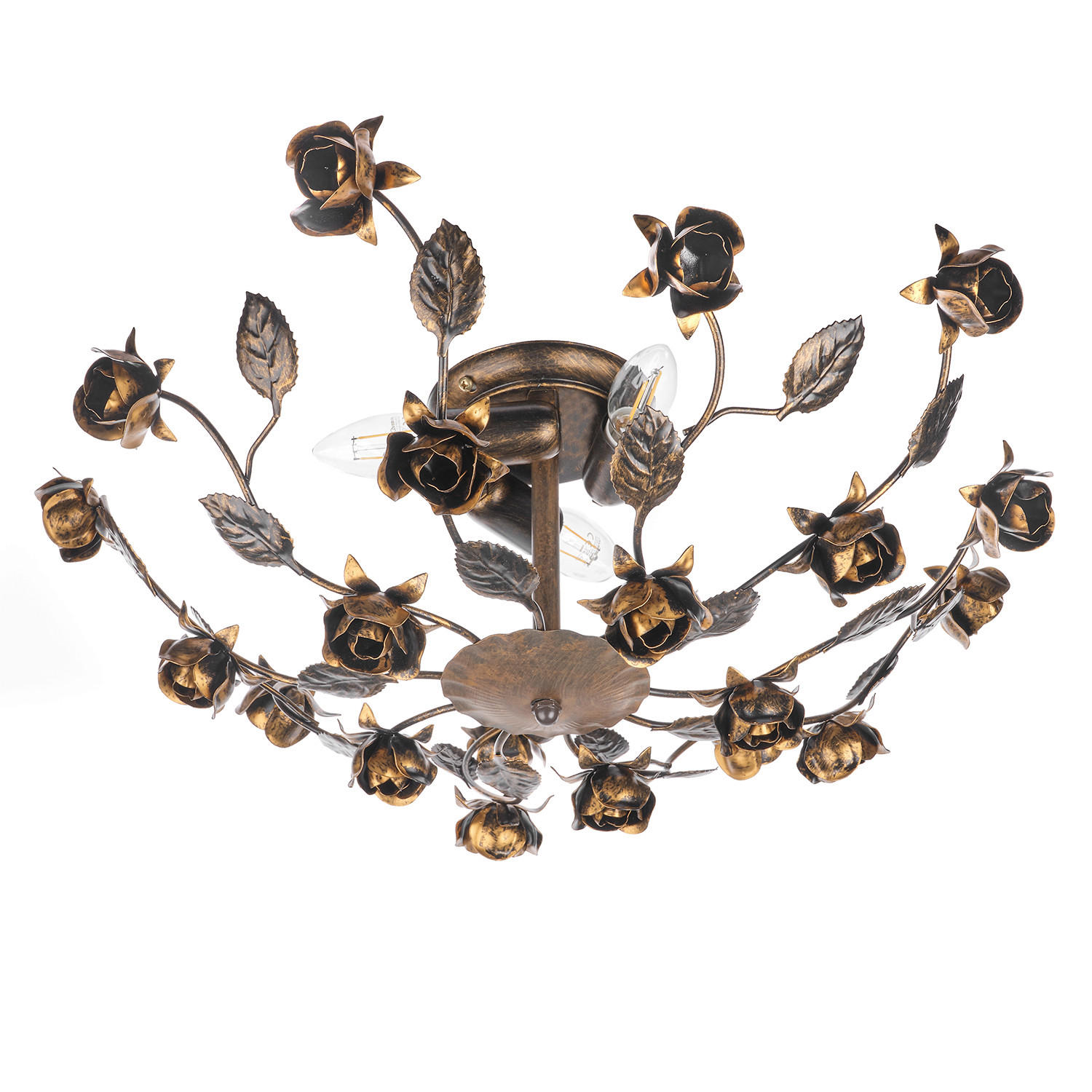 DECKENLEUCHTE    55/55/20 cm  - Cognac, KONVENTIONELL, Glas/Metall (55/55/20cm)