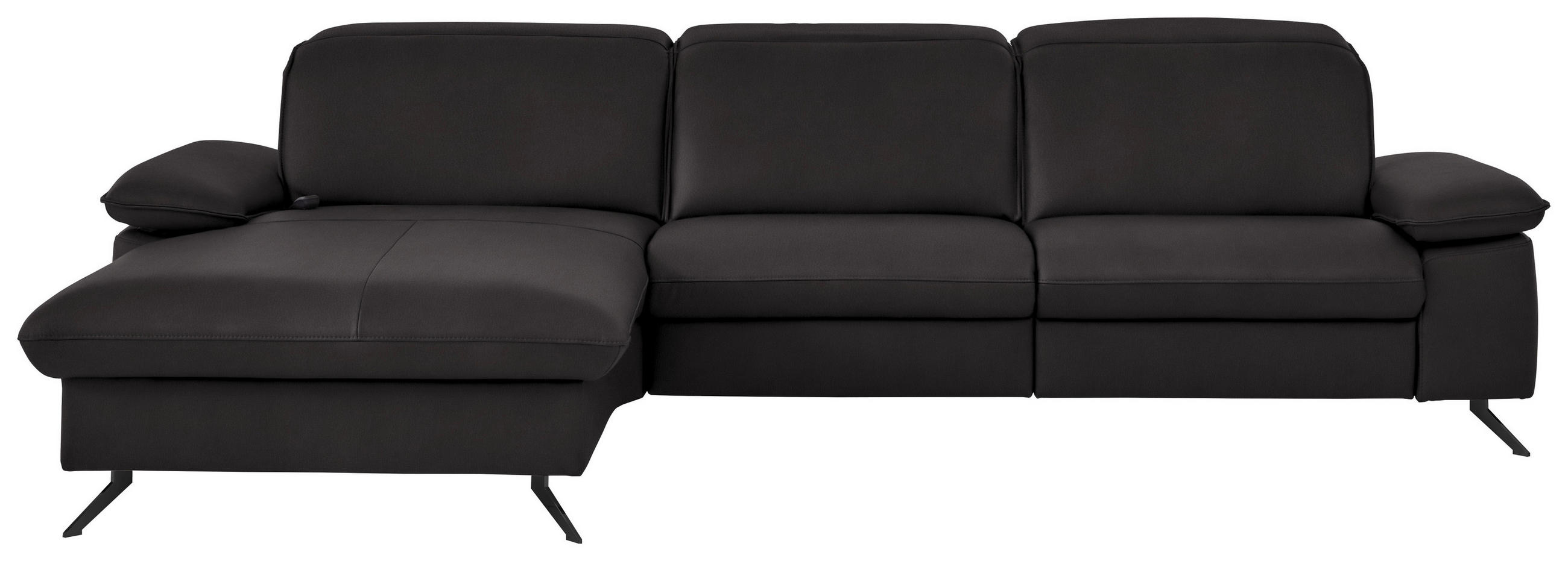 ECKSOFA 169/307 cm Beldomo premium in Echtleder Schwarzbraun Kopfteilverstellung  169/307 cm  - Schwarzbraun/Schwarz, Design, Leder/Metall (169/307cm) - Beldomo Premium
