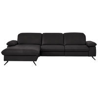 ECKSOFA  Echtleder Schwarzbraun  - Schwarzbraun/Schwarz, Design, Leder/Metall (169/307cm) - Beldomo Premium