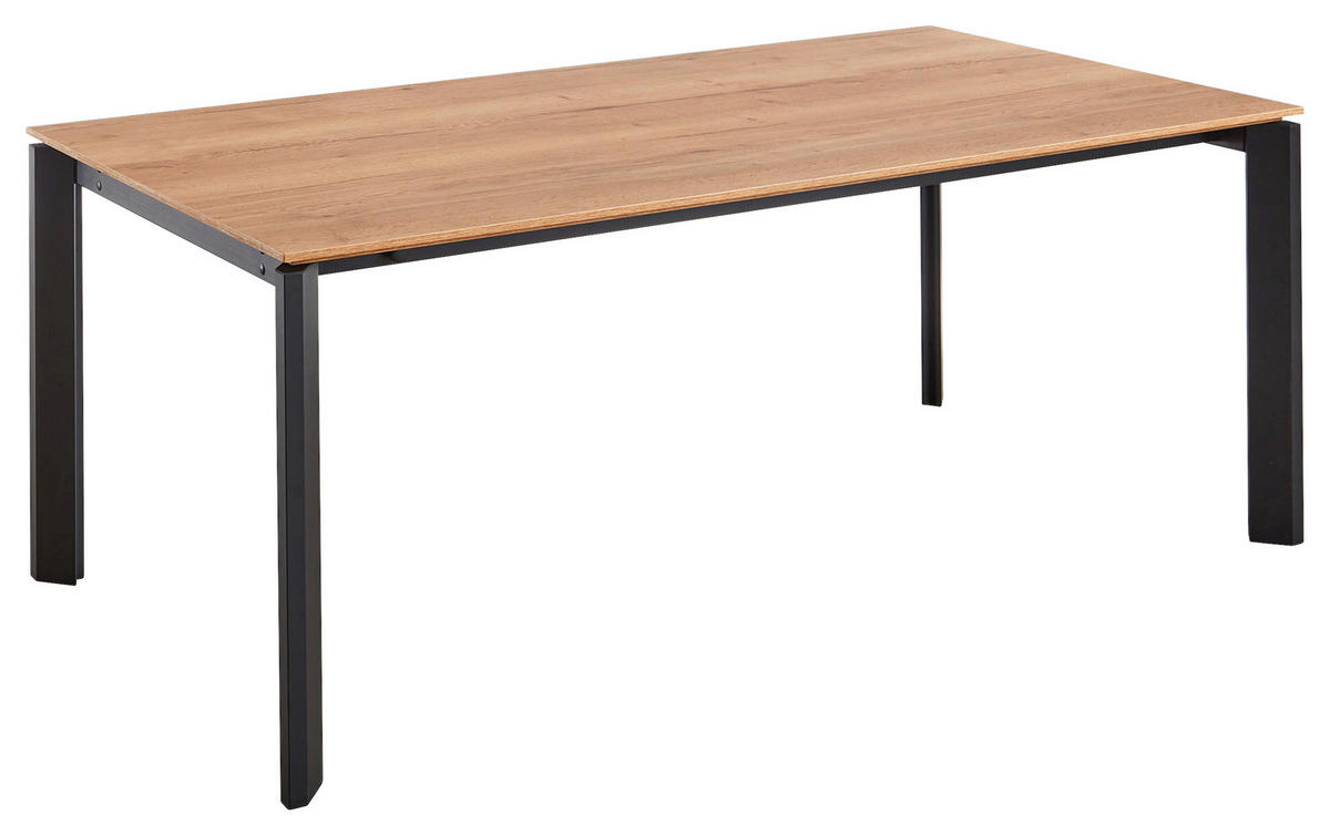 ESSTISCH Schwarz, Eichefarben rechteckig  ausziehbar, in verschiedenen Holzdekoren erhältlich  - Eichefarben/Schwarz, Basics, Holzwerkstoff/Metall (160-240/95/76cm) - Celina Home