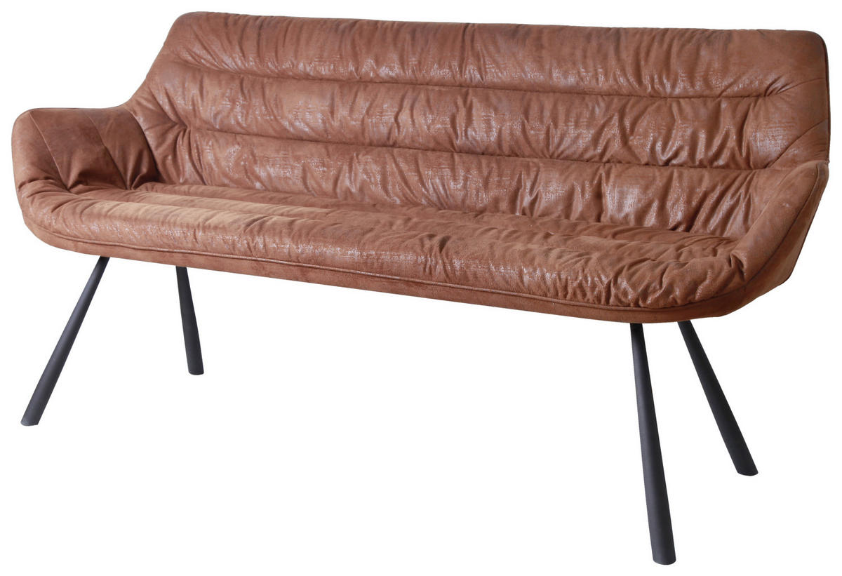 SITZBANK in Textil Braun, Schwarz  - Schwarz/Braun, Design, Textil/Metall (177,5/87,5/64cm) - Hom`in