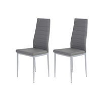 STUHL-SET 2 Stück Typenauswahl, abwischbar Lederlook  - Alufarben/Grau, MODERN, Textil/Metall (42/98/44cm) - MID.YOU