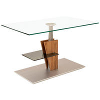 COUCHTISCH in Holz, Glas, Holzwerkstoff 100/60/47-65 cm  - Wildeiche/Edelstahlfarben, Modern, Glas/Holz (100/60/47-65cm) - Venda