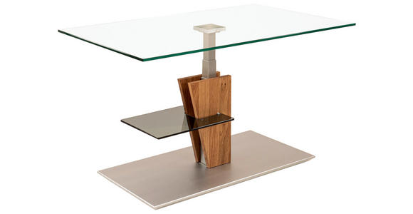 COUCHTISCH Wildeiche teilmassiv rechteckig Wildeiche, Edelstahlfarben, Grau 100/60/47-65 cm  - Wildeiche/Edelstahlfarben, MODERN, Glas/Holz (100/60/47-65cm) - Venda