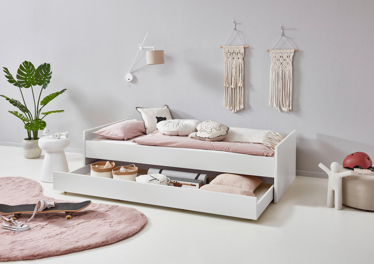 BETTKASTEN Weiß  - Weiß, LIFESTYLE, Holzwerkstoff/Kunststoff (94/20/199cm) - Stylife