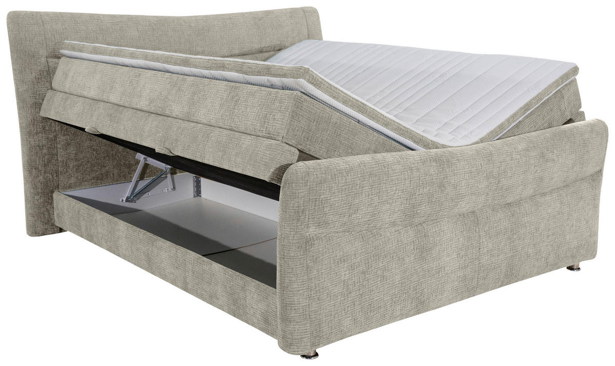 BOXSPRINGBETT 140/200 cm  in Hellgrau  - Chromfarben/Hellgrau, KONVENTIONELL, Textil/Metall (140/200cm) - Esposa