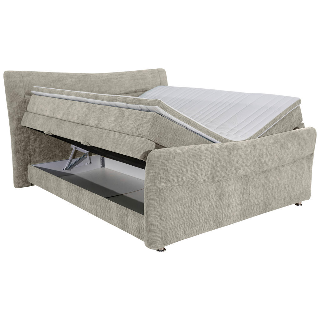 Thumbnail - Esposa Boxspringbett, Hellgrau, Textil, H4, Höhe ca. 18 cm, 160x200 cm, Bettkasten, Topper durchgehend, Matratze in vers...