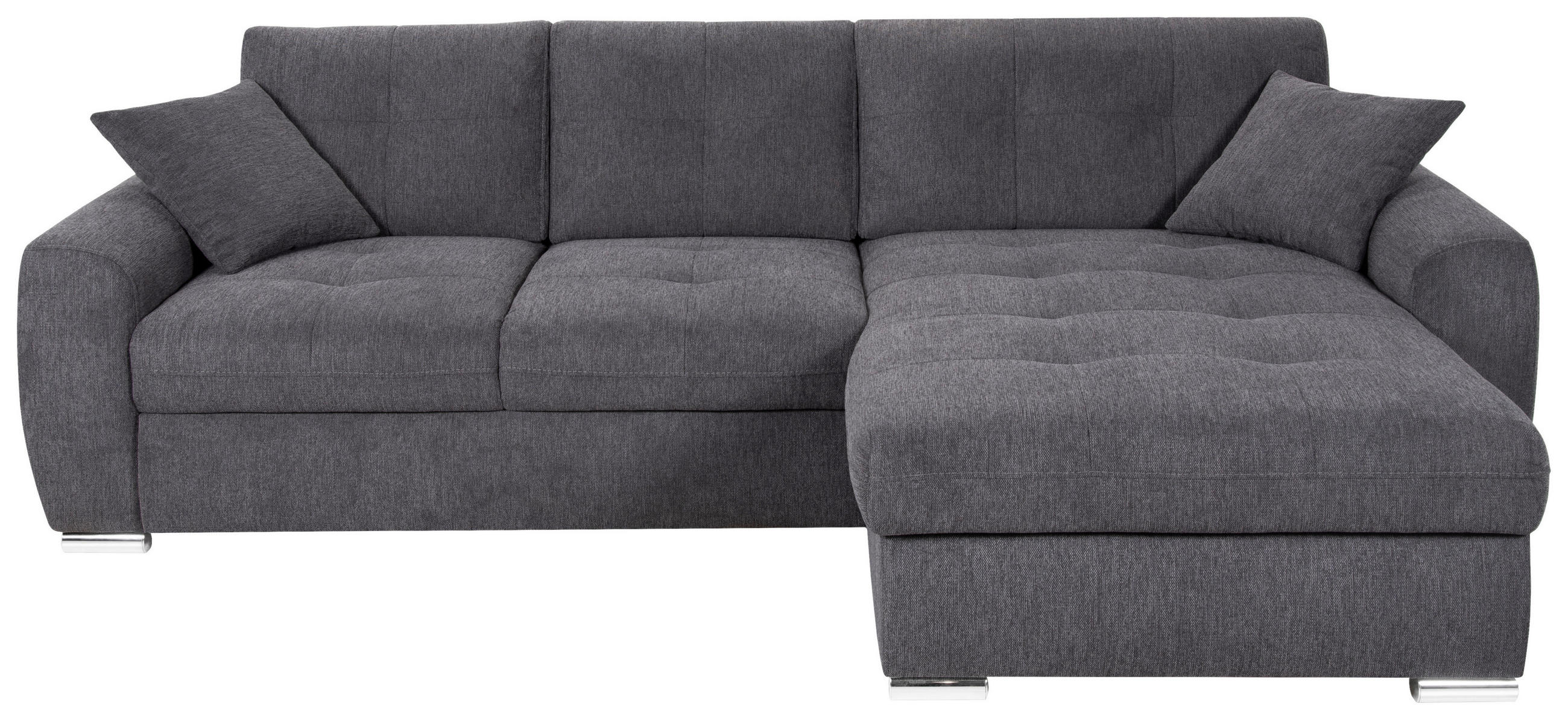ECKSOFA in Mikrofaser Anthrazit  278/193 cm  - Chromfarben/Anthrazit, Design, Kunststoff/Textil (278/193cm) - Hom`in