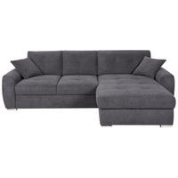 ECKSOFA Anthrazit Mikrofaser  - Chromfarben/Anthrazit, Design, Kunststoff/Textil (278/193cm) - Hom`in